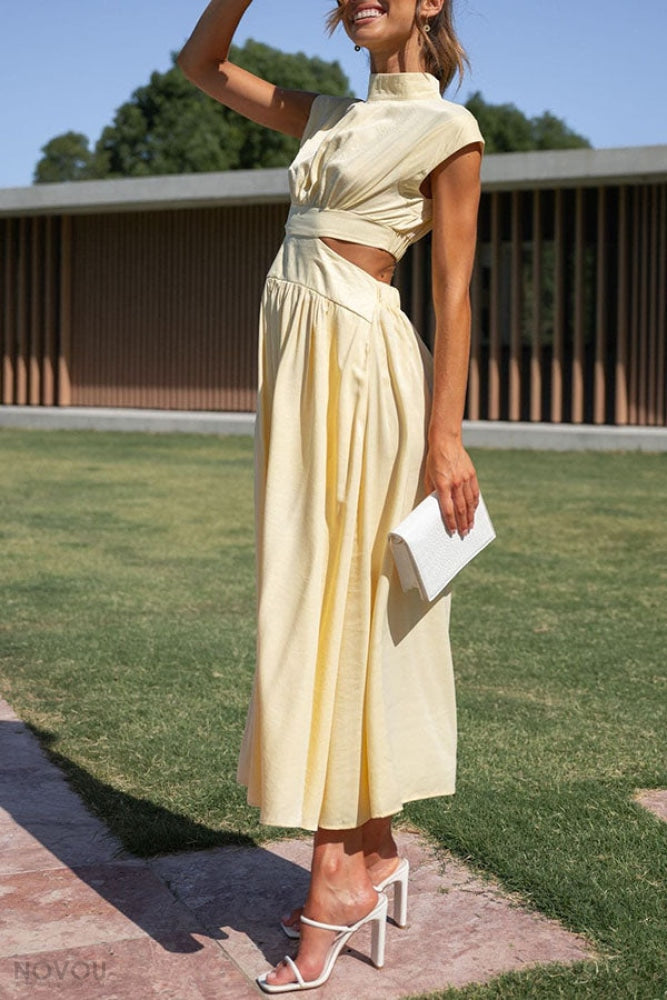 [50% Rabatt] Lorna™ Rollkragen Taille Ausgeschnitten Sommer Midi-Kleid