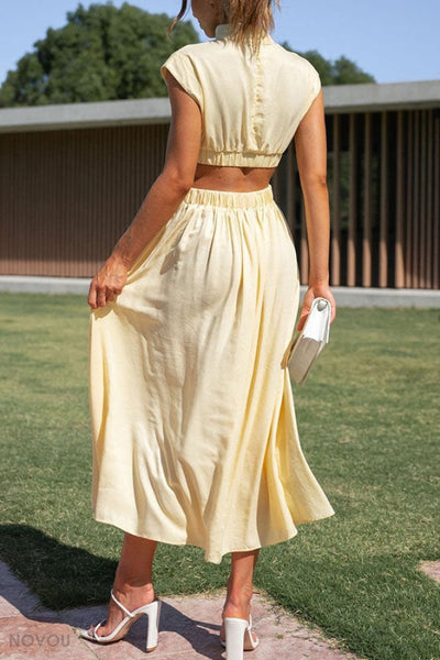 [50% Rabatt] Lorna™ Rollkragen Taille Ausgeschnitten Sommer Midi-Kleid