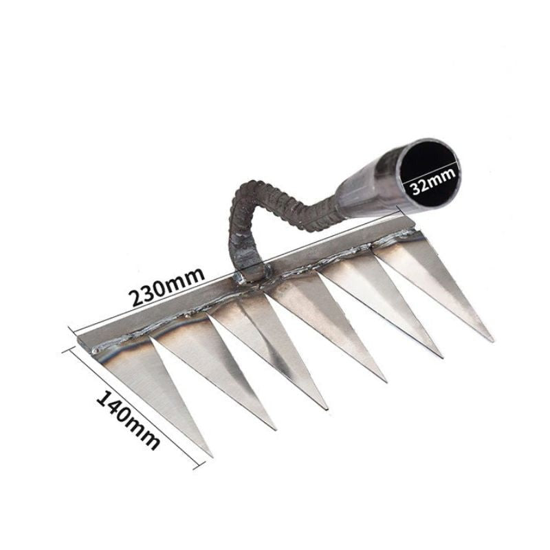Eisenrechen Mit 7 Zähnen – Robuste Gartenharke Zum Jäten, Bodenlockern & Nivellieren, Inkl. Handschuh